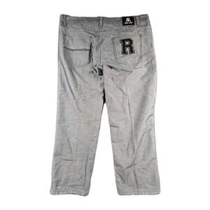 Vintage Red Ape Jeans Mens 46 Silver Wide Leg Embroidered R Baggy Hip Hop Y2K